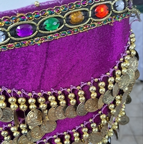 Bellylady set of 2 Belly dance skirt gold coin hip scarf with rhinestones - Picture 9 of 16